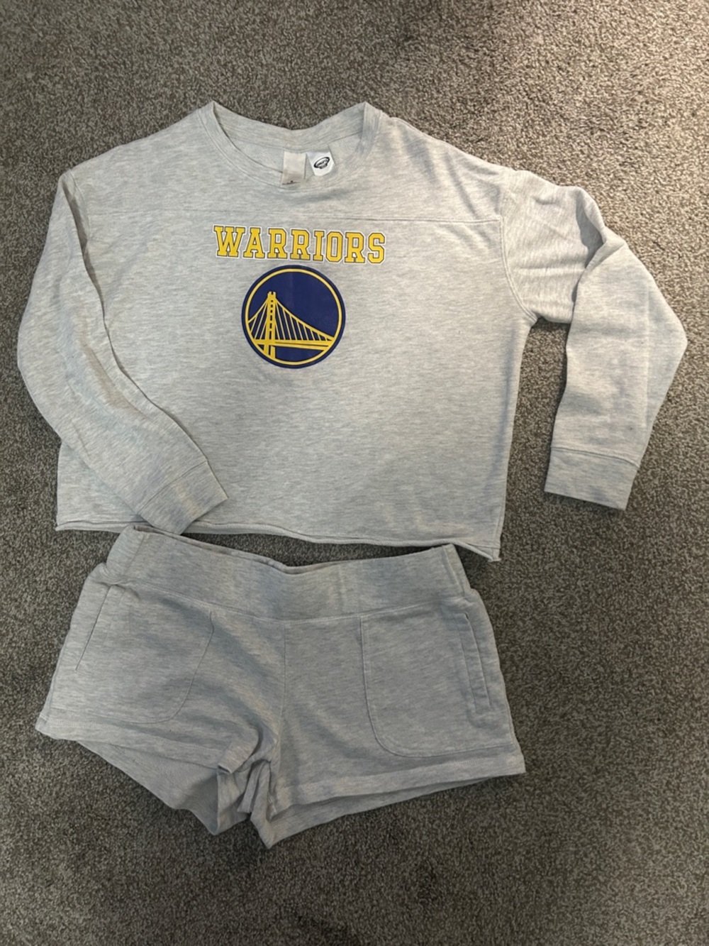 Warriors Grey Pajama Set - Crewneck Top & Shorts